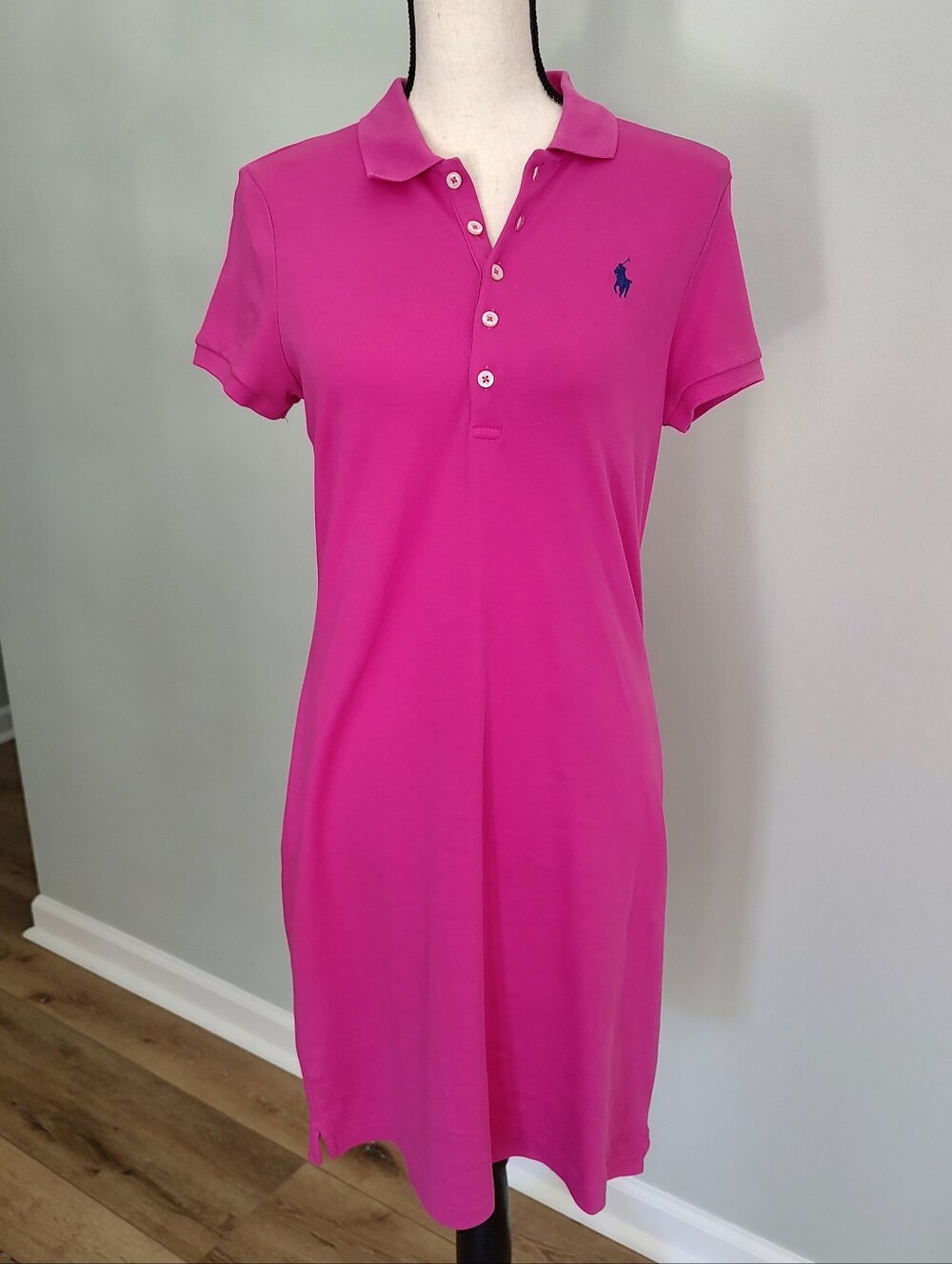 Ralph Lauren Hot Pink Polo Dress Cotton Preppy Coastal Old Money M